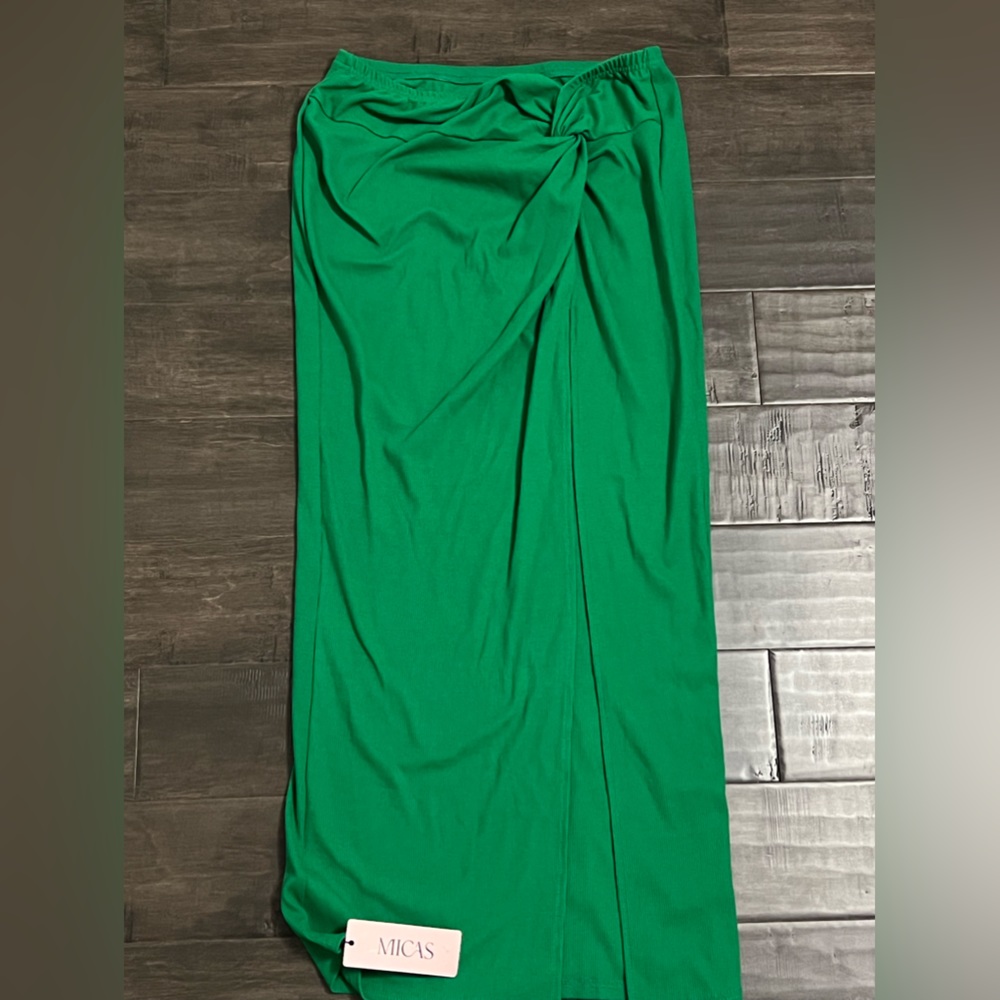 Micas Women’s Knot Side Slit Knit Midi Skirt  XL